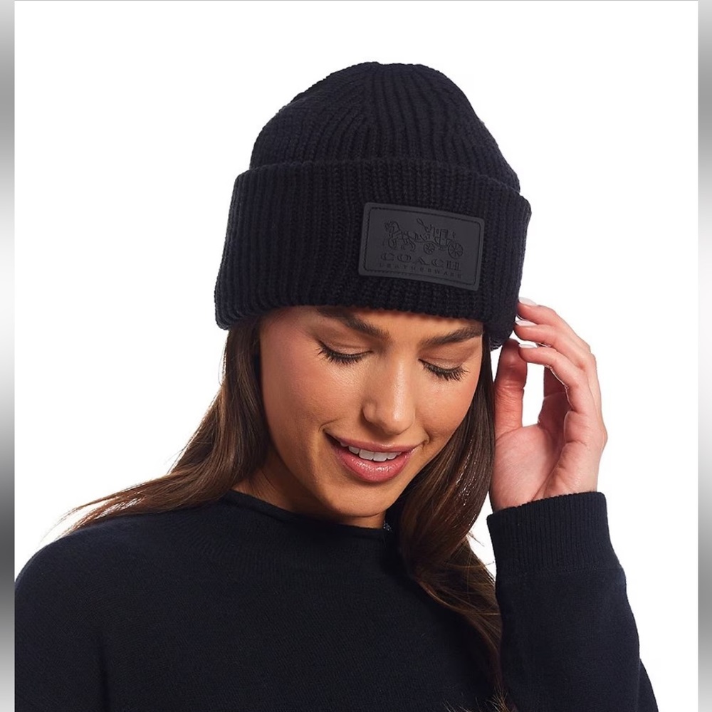 Coach Black Knit Beanie